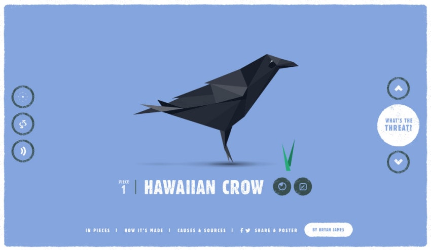 The Hawaiian Crow, the first of 30 animals