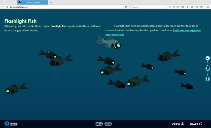Learning to stop/start animations with flashlight fish