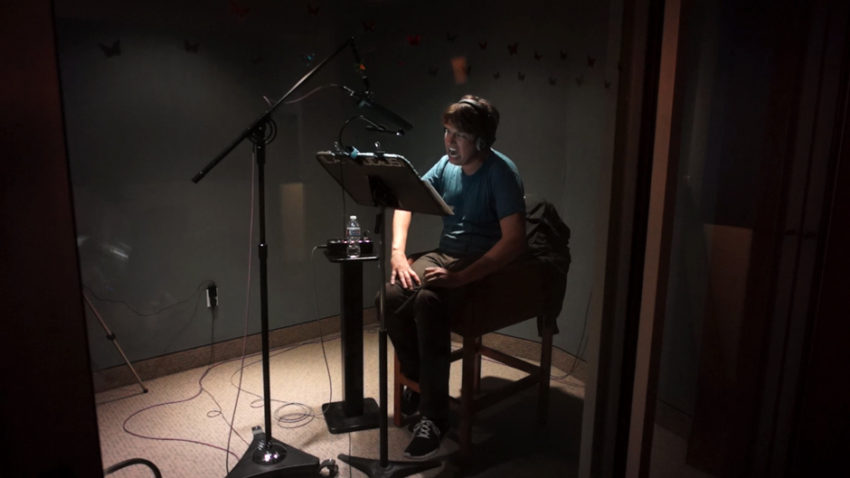 Pete Holmes recording the voice of Mr. Seed